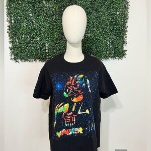 Darth Vader 100% Cotton Artsy Neon Paint Print Tee Shirt Size Medium